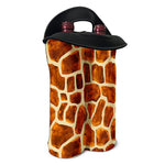 Brown Watercolor Giraffe Pattern Print Double Neoprene Wine Tote
