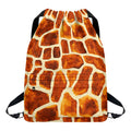 Brown Watercolor Giraffe Pattern Print Drawstring Backpack