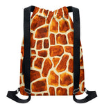 Brown Watercolor Giraffe Pattern Print Drawstring Backpack