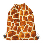 Brown Watercolor Giraffe Pattern Print Drawstring Bag