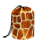 Brown Watercolor Giraffe Pattern Print Drawstring Makeup Bag