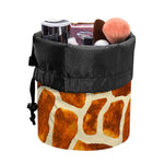 Brown Watercolor Giraffe Pattern Print Drawstring Makeup Bag