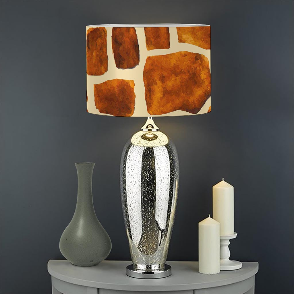 Brown Watercolor Giraffe Pattern Print Drum Lamp Shade