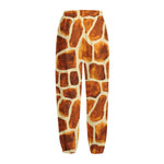Brown Watercolor Giraffe Pattern Print Fleece Lined Knit Pants