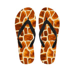 Brown Watercolor Giraffe Pattern Print Flip Flops
