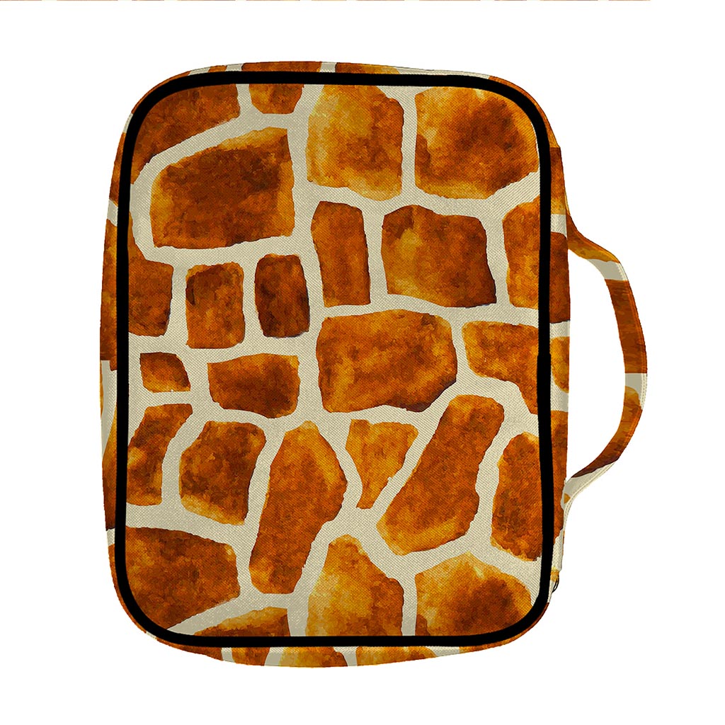 Brown Watercolor Giraffe Pattern Print Front Pocket Bible Bag