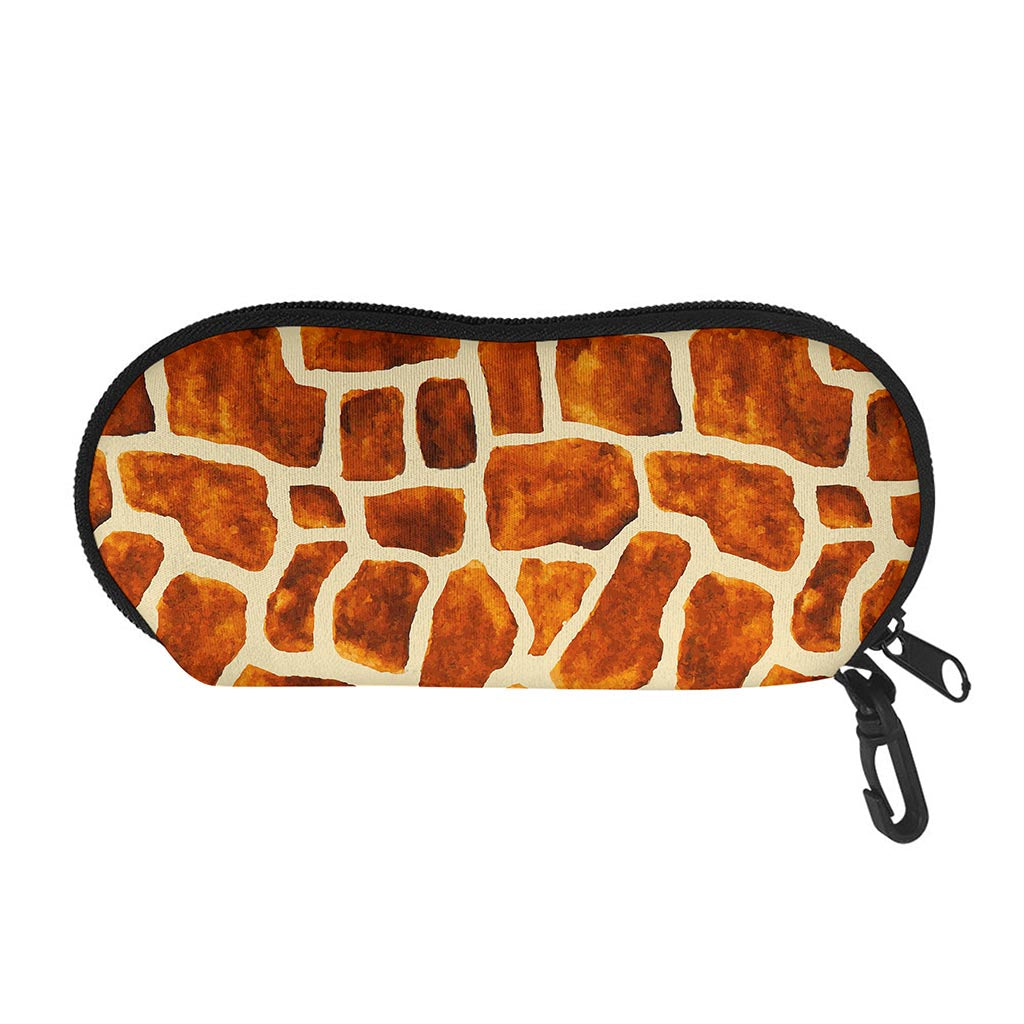 Brown Watercolor Giraffe Pattern Print Glasses Case