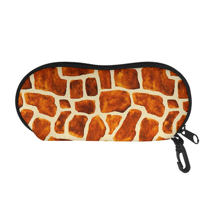 Brown Watercolor Giraffe Pattern Print Glasses Case