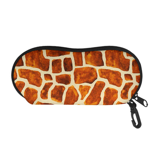 Brown Watercolor Giraffe Pattern Print Glasses Case