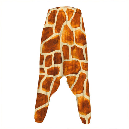 Brown Watercolor Giraffe Pattern Print Hammer Pants