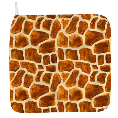 Brown Watercolor Giraffe Pattern Print Hand Towel