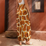Brown Watercolor Giraffe Pattern Print Harem Pants