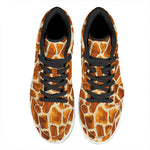 Brown Watercolor Giraffe Pattern Print High Top Leather Sneakers
