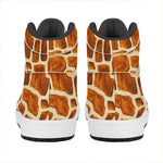 Brown Watercolor Giraffe Pattern Print High Top Leather Sneakers