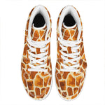 Brown Watercolor Giraffe Pattern Print High Top Leather Sneakers