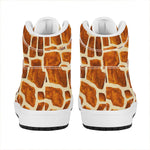 Brown Watercolor Giraffe Pattern Print High Top Leather Sneakers