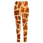 Brown Watercolor Giraffe Pattern Print High-Waisted Pocket Leggings