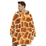 Brown Watercolor Giraffe Pattern Print Hoodie Blanket
