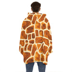 Brown Watercolor Giraffe Pattern Print Hoodie Blanket