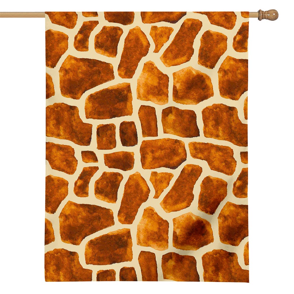 Brown Watercolor Giraffe Pattern Print House Flag