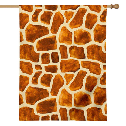 Brown Watercolor Giraffe Pattern Print House Flag