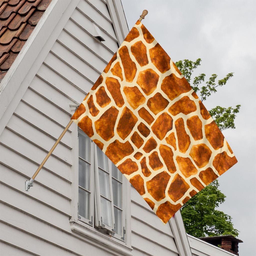 Brown Watercolor Giraffe Pattern Print House Flag