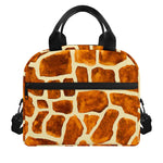 Brown Watercolor Giraffe Pattern Print Insulated Lunch Bag