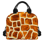 Brown Watercolor Giraffe Pattern Print Insulated Lunch Bag