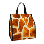 Brown Watercolor Giraffe Pattern Print Insulated Lunch Tote
