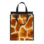 Brown Watercolor Giraffe Pattern Print Insulated Lunch Tote