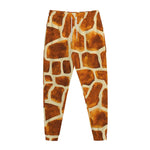Brown Watercolor Giraffe Pattern Print Jogger Pants
