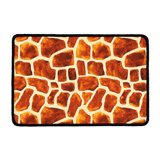 Brown Watercolor Giraffe Pattern Print Kitchen Mat