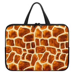 Brown Watercolor Giraffe Pattern Print Laptop Sleeve With Handle