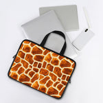 Brown Watercolor Giraffe Pattern Print Laptop Sleeve With Handle