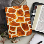 Brown Watercolor Giraffe Pattern Print Leather Bible Cover