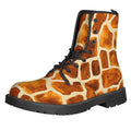 Brown Watercolor Giraffe Pattern Print Lace-Up Boots