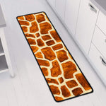 Brown Watercolor Giraffe Pattern Print Long Kitchen Mat