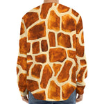 Brown Watercolor Giraffe Pattern Print Long Sleeve Baseball Jersey