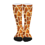 Brown Watercolor Giraffe Pattern Print Long Socks