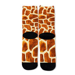 Brown Watercolor Giraffe Pattern Print Long Socks