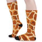 Brown Watercolor Giraffe Pattern Print Long Socks