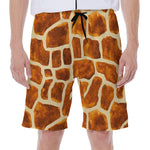Brown Watercolor Giraffe Pattern Print Men's Beach Shorts