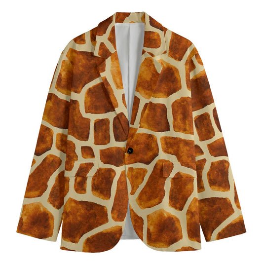 Brown Watercolor Giraffe Pattern Print Men's Blazer