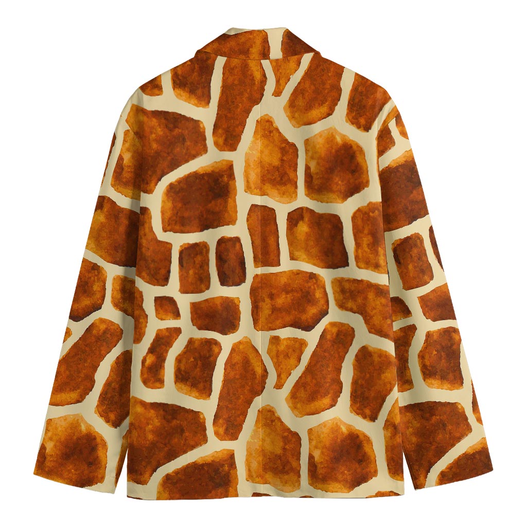 Brown Watercolor Giraffe Pattern Print Men's Blazer