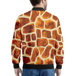 Brown Watercolor Giraffe Pattern Print Men's Bomber Jacket