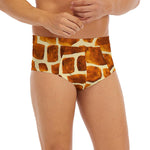 Brown Watercolor Giraffe Pattern Print Men's Briefs
