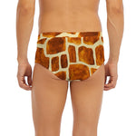 Brown Watercolor Giraffe Pattern Print Men's Briefs