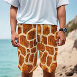 Brown Watercolor Giraffe Pattern Print Men's Cargo Shorts