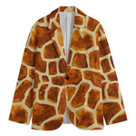 Brown Watercolor Giraffe Pattern Print Men's Cotton Blazer