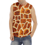 Brown Watercolor Giraffe Pattern Print Men's Fitness Tank Top